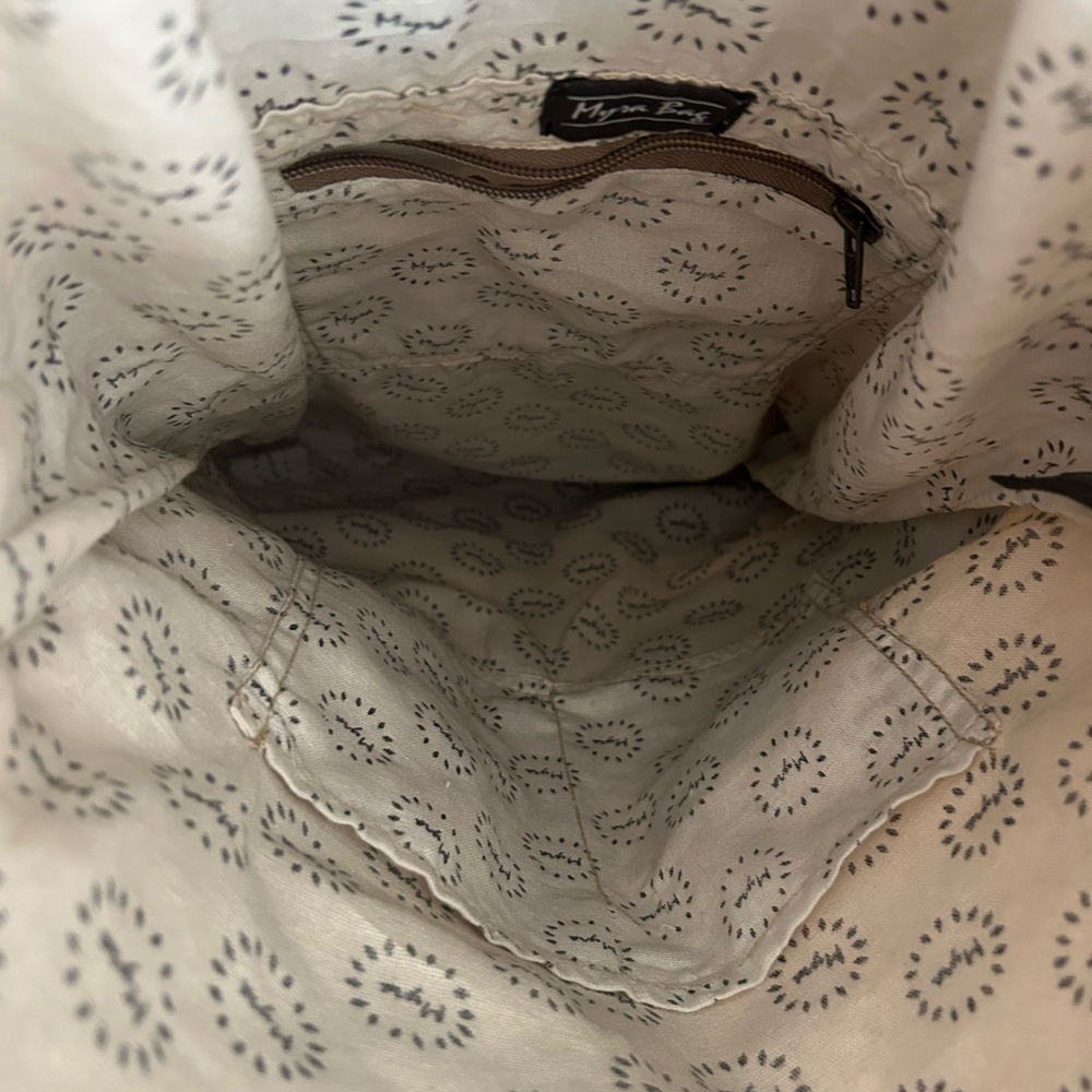 Myra Patterned Large Canvas Backpack With Leather… - image 5